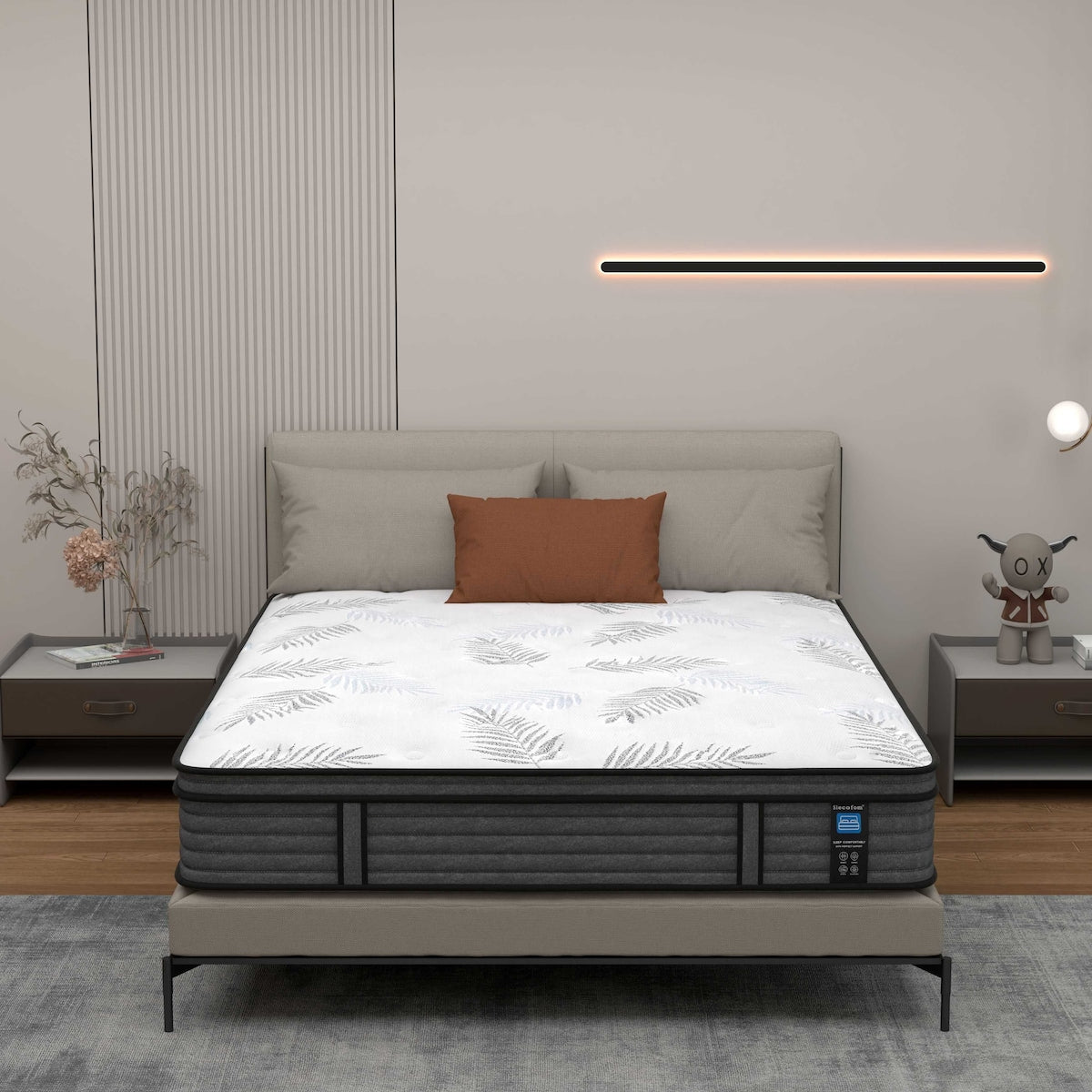 Matelas hybride en mousse à mémoire de forme ferme Euro Top de 12 pouces