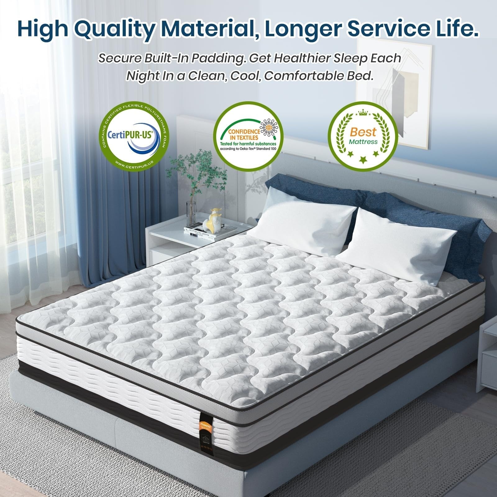 Matelas hybride King de 12 pouces dans une boîte, mousse à mémoire de forme infusée de gel rafraîchissant et matelas à ressorts ensachés, fermeté moyenne