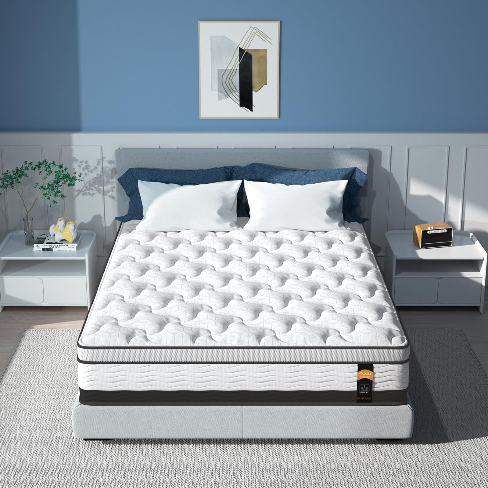 Matelas hybride King de 12 pouces dans une boîte, mousse à mémoire de forme infusée de gel rafraîchissant et matelas à ressorts ensachés, fermeté moyenne