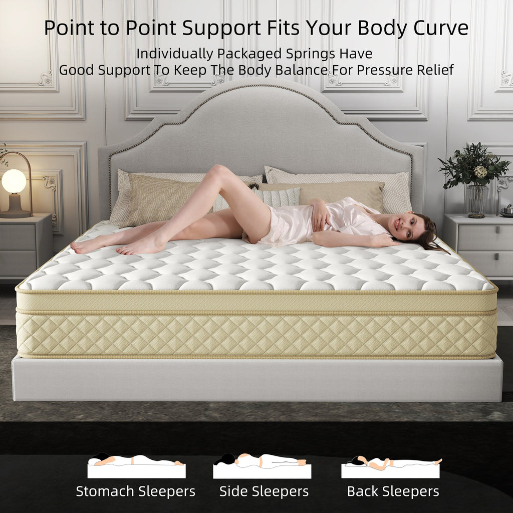 Matelas hybride en mousse à mémoire de forme de taille moyenne, 12 Euro Top, dans une boîte