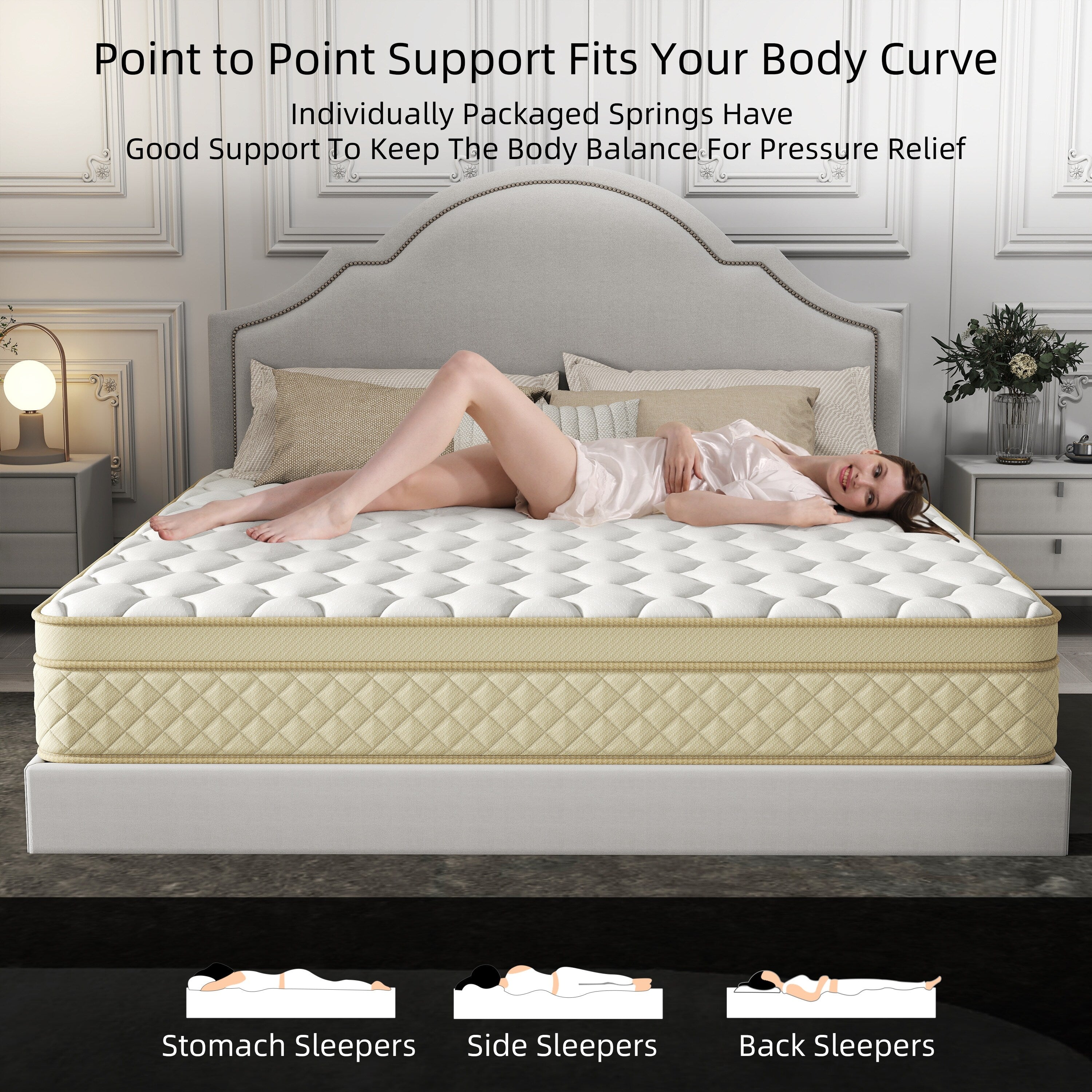 Matelas hybride en mousse à mémoire de forme de taille moyenne, 12 Euro Top, dans une boîte