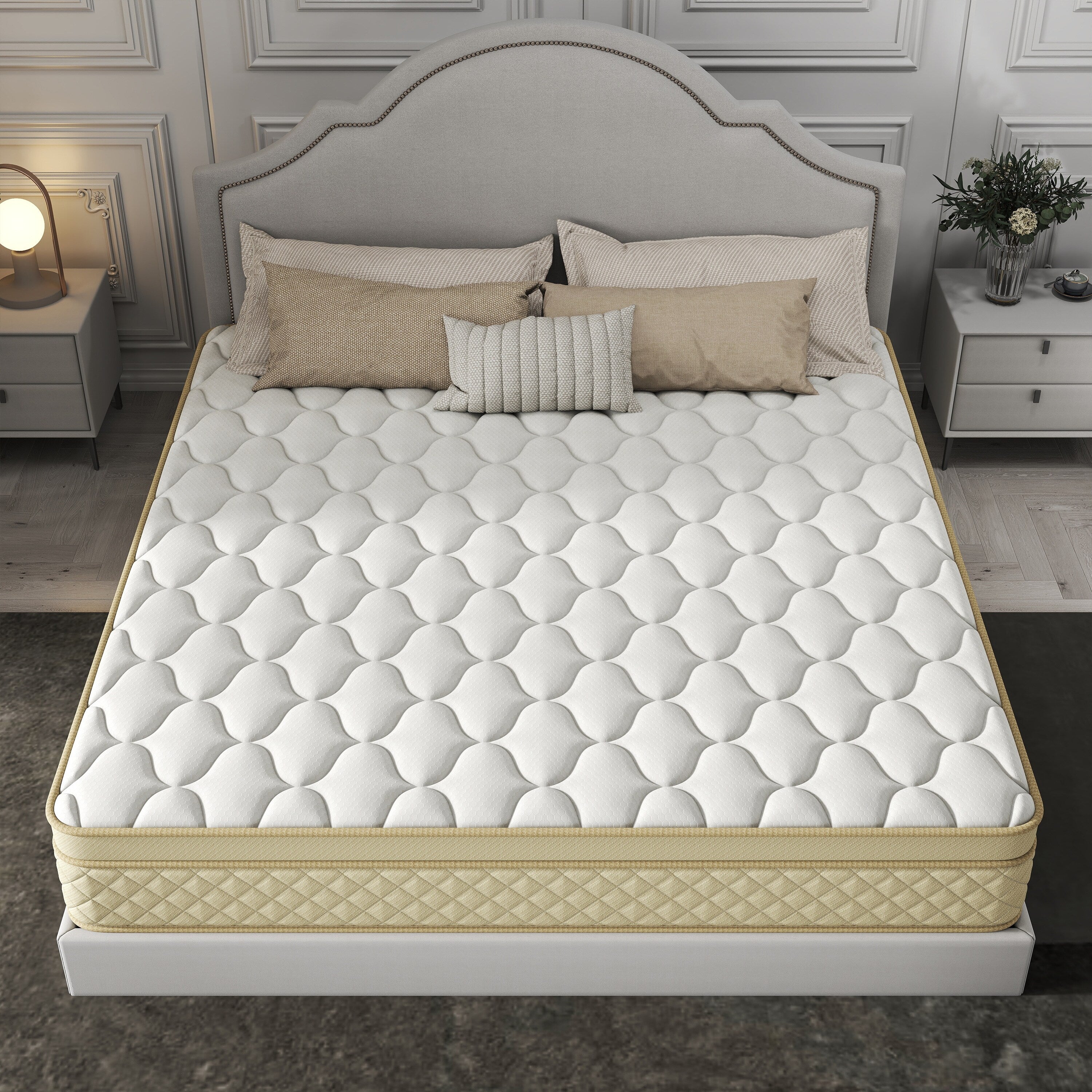 Matelas hybride en mousse à mémoire de forme de taille moyenne, 12 Euro Top, dans une boîte