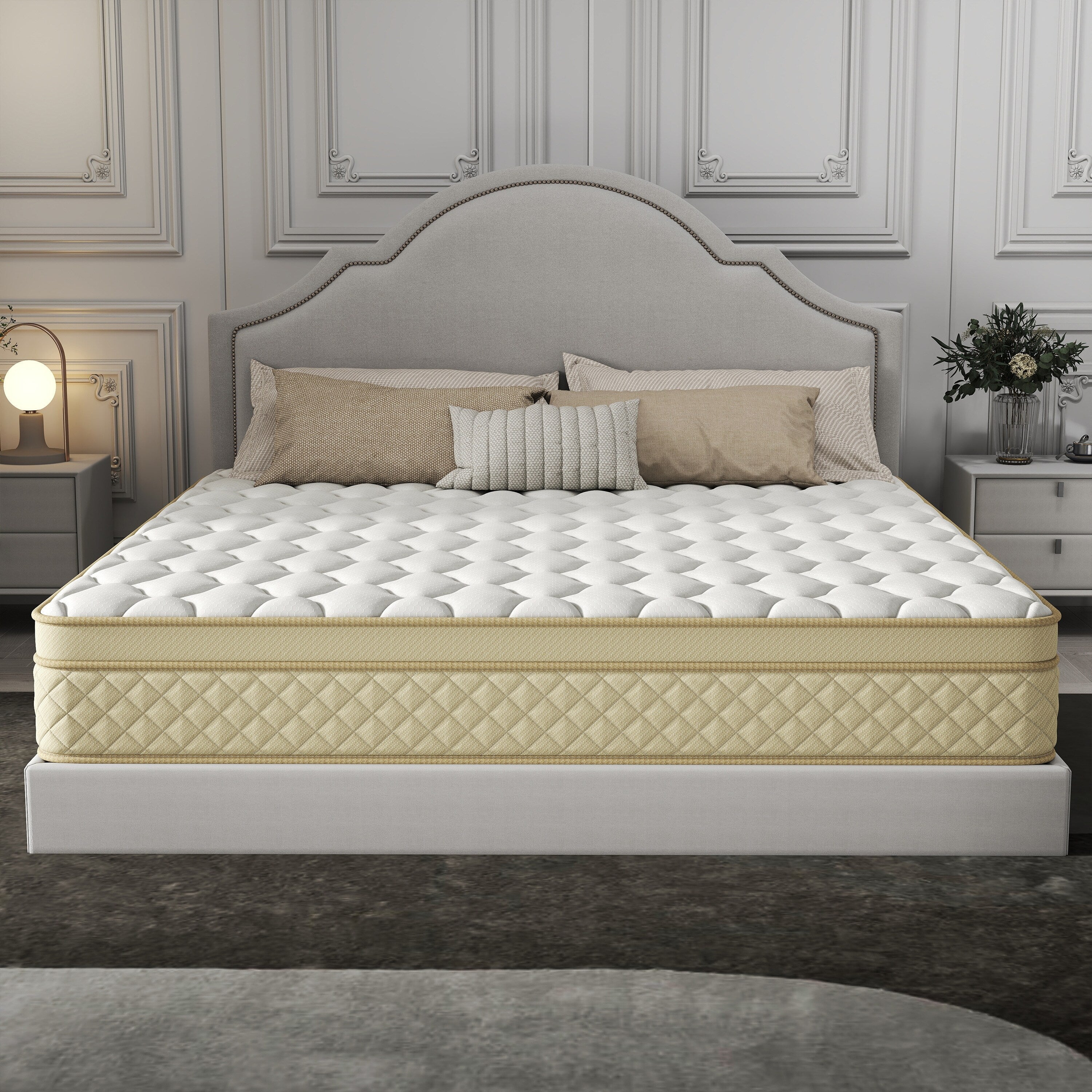 Matelas hybride en mousse à mémoire de forme de taille moyenne, 12 Euro Top, dans une boîte