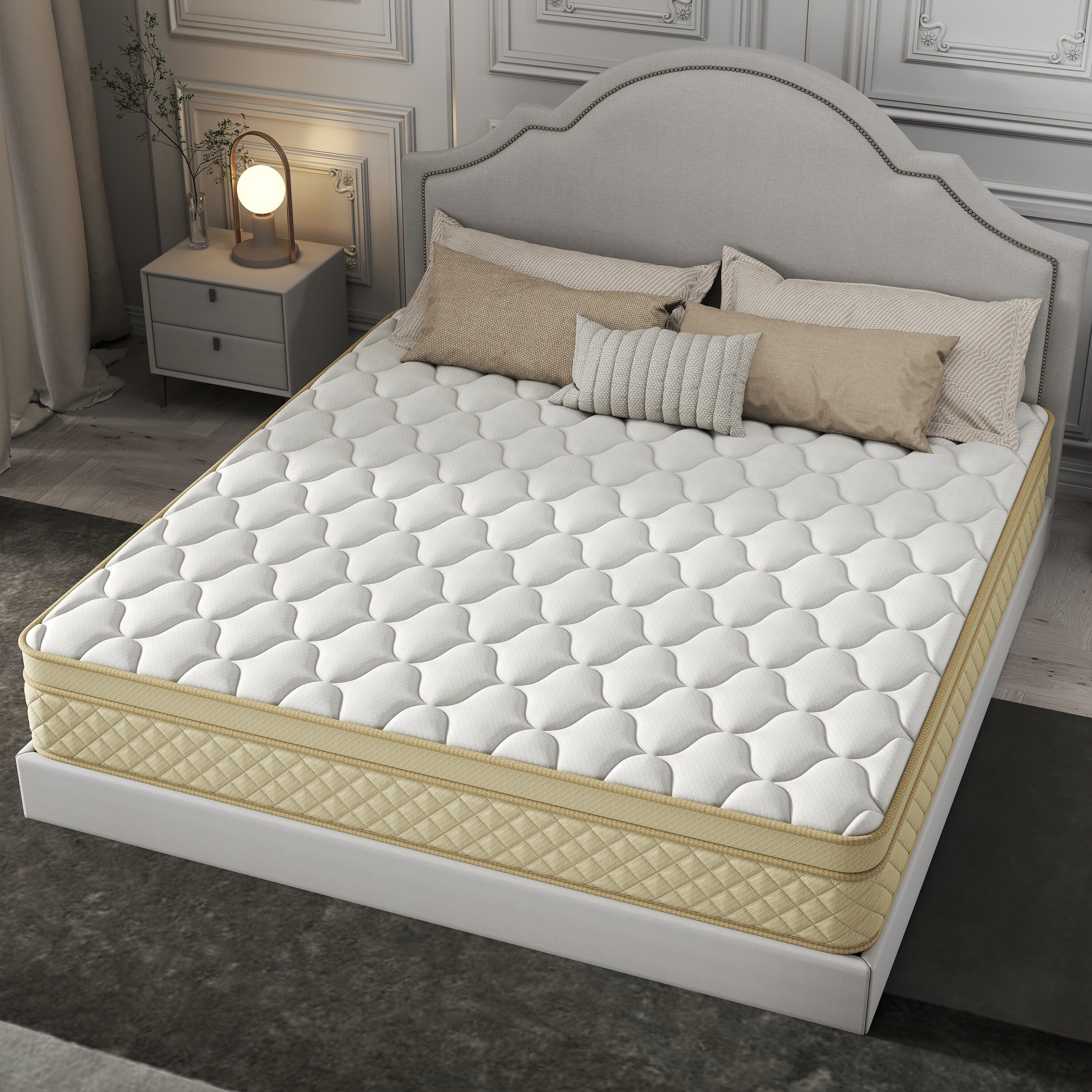 Matelas hybride en mousse à mémoire de forme de taille moyenne, 12 Euro Top, dans une boîte