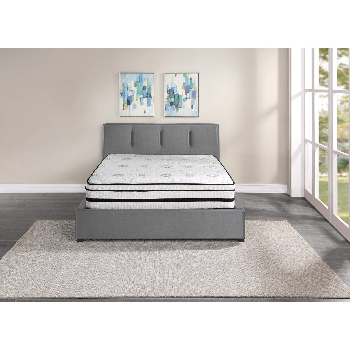 Matelas hybride 12 places, matelassé, respirant et matelassé, blanc, en mousse moelleuse, livré dans une boîte, matelas confort de luxe.