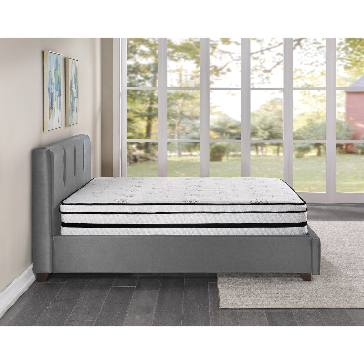 Matelas hybride 12 places, matelassé, respirant et matelassé, blanc, en mousse moelleuse, livré dans une boîte, matelas confort de luxe.