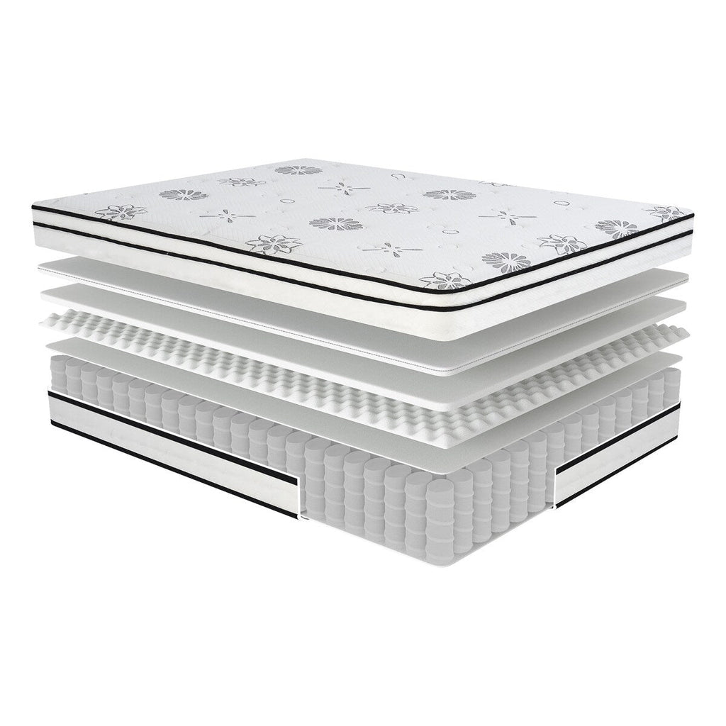 Matelas hybride 12 places, matelassé, respirant et matelassé, blanc, en mousse moelleuse, livré dans une boîte, matelas confort de luxe.