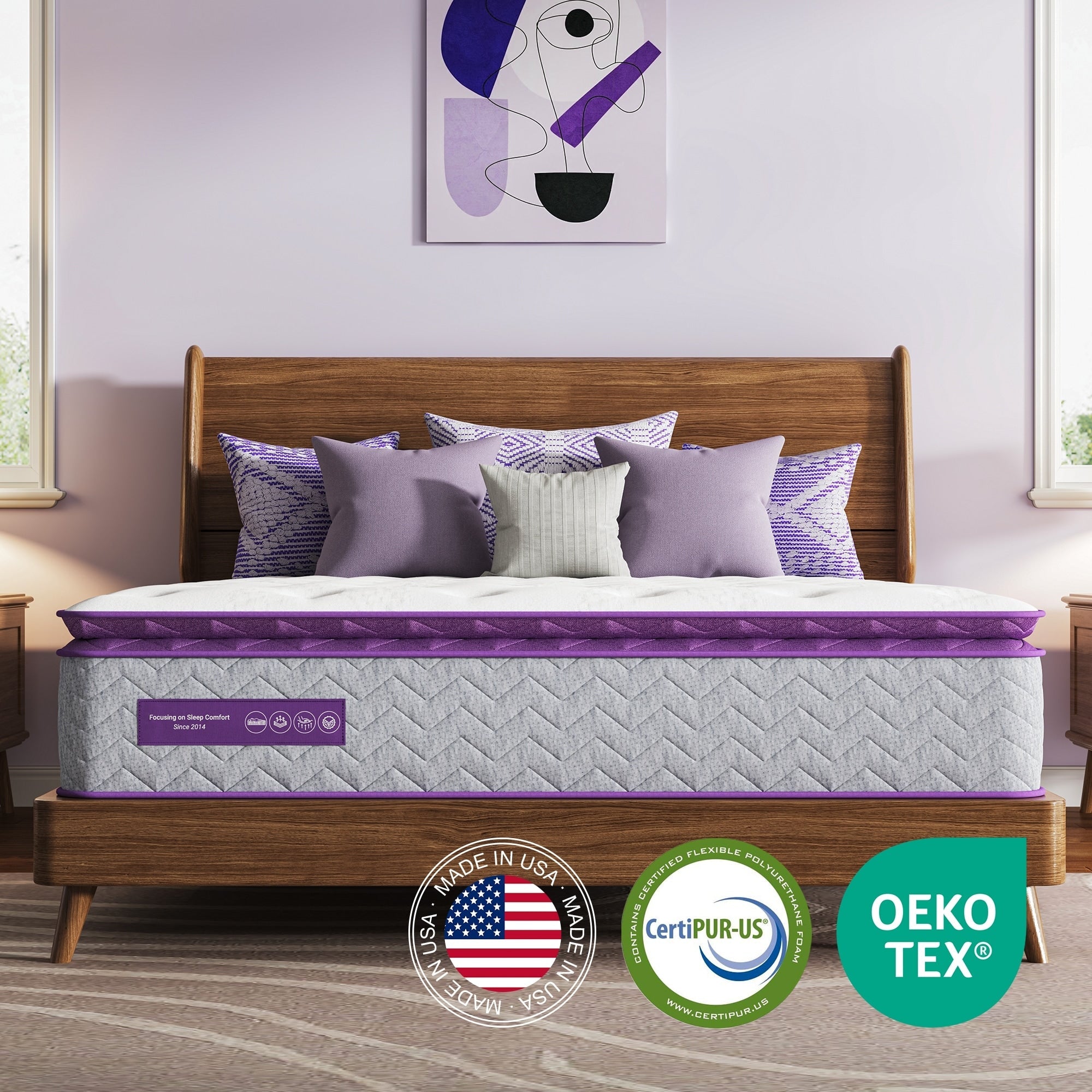 Matelas à plateau-coussin mi-ferme 12 po - Mousse de charbon de bambou, soutien 5 zones, certifié CertiPUR-US?