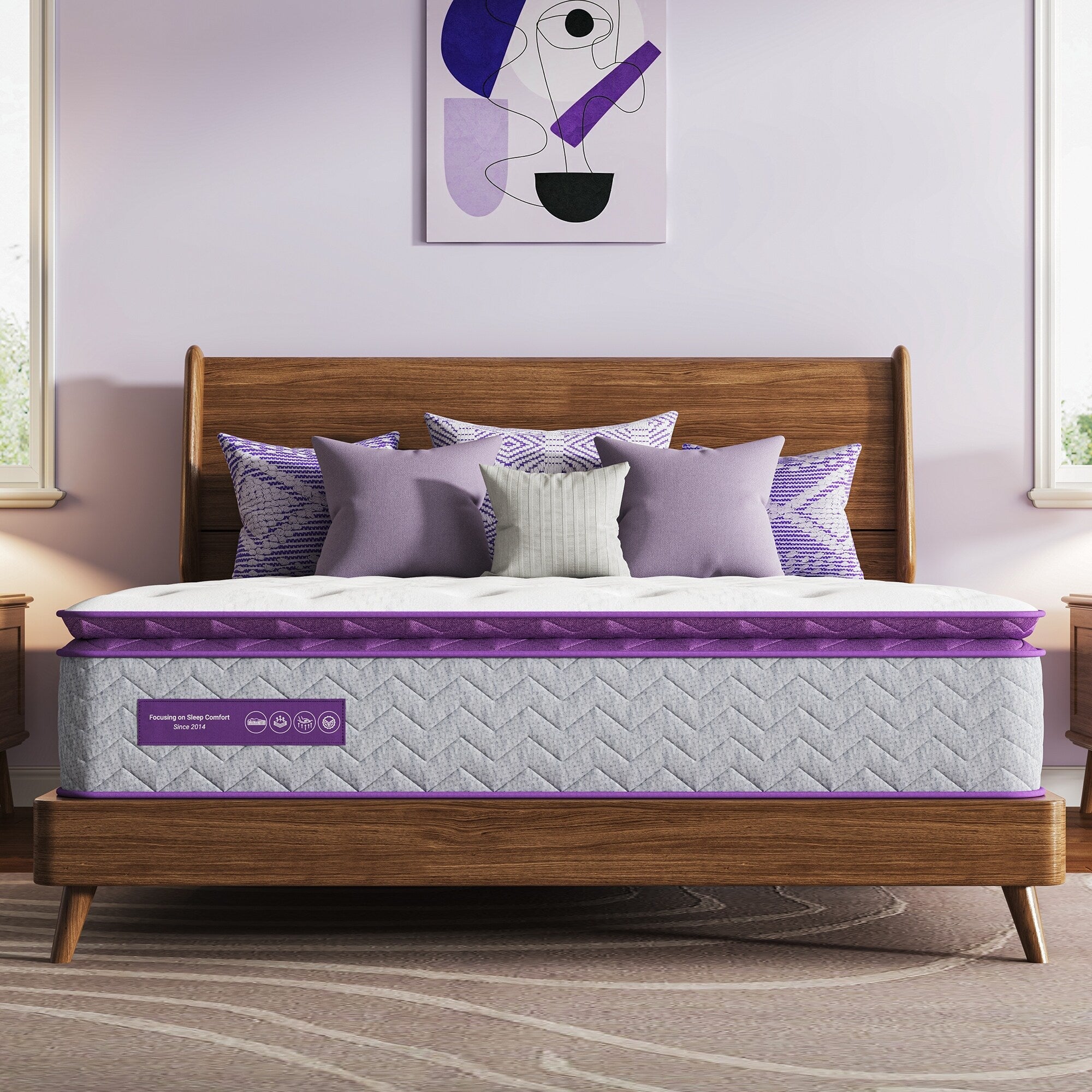 Matelas à plateau-coussin mi-ferme 12 po - Mousse de charbon de bambou, soutien 5 zones, certifié CertiPUR-US?
