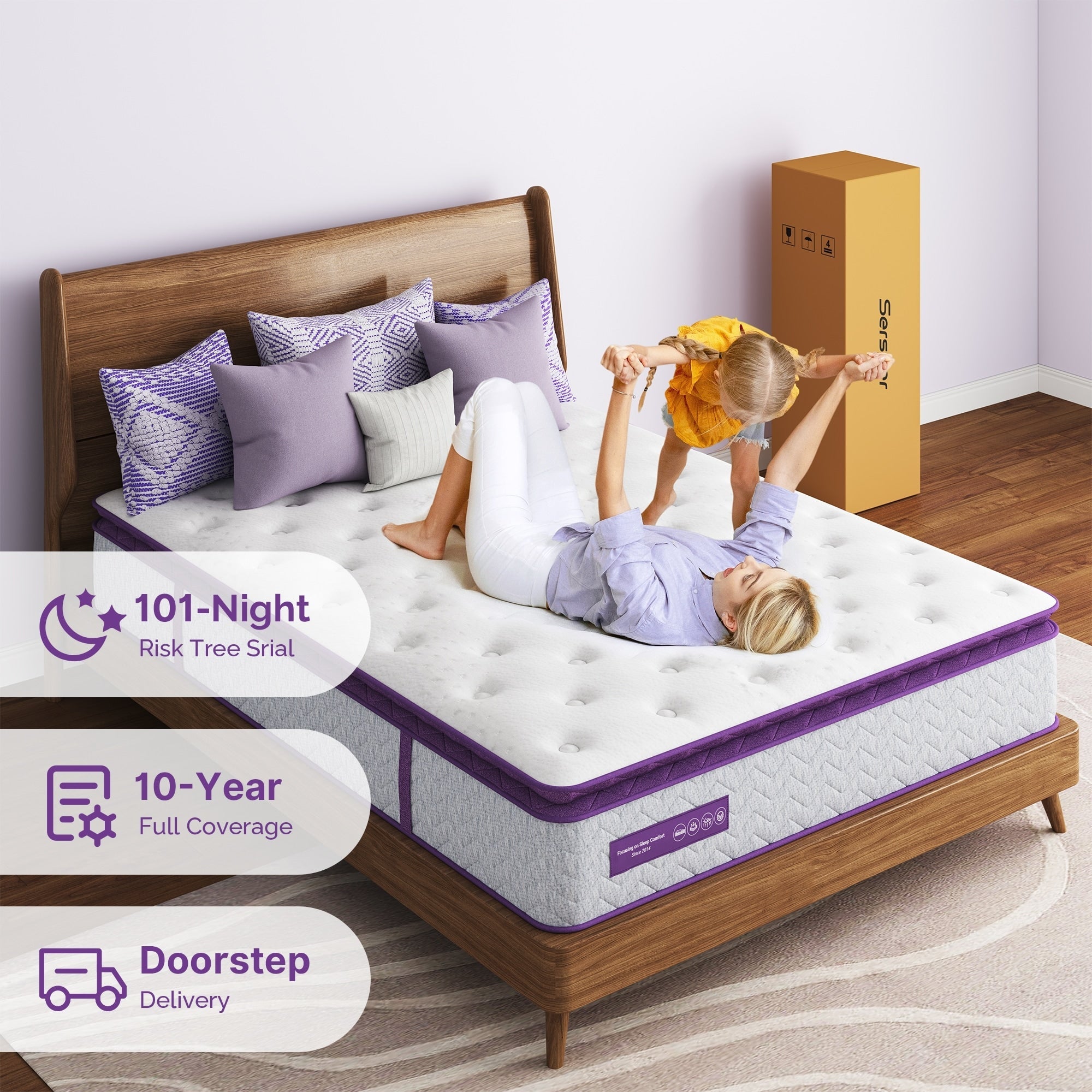 Matelas à plateau-coussin mi-ferme 12 po - Mousse de charbon de bambou, soutien 5 zones, certifié CertiPUR-US?