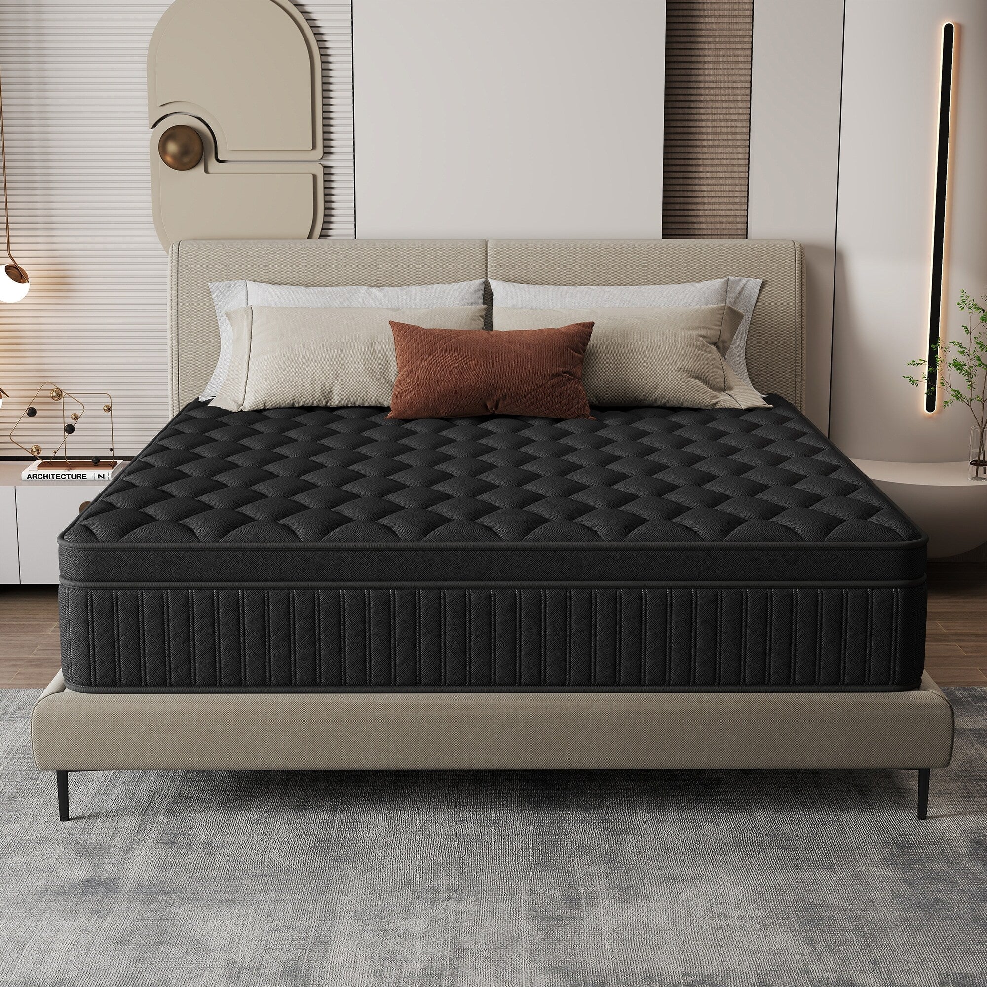 Matelas hybride à ressorts ensachés de taille moyenne, 12 pièces, dans une boîte