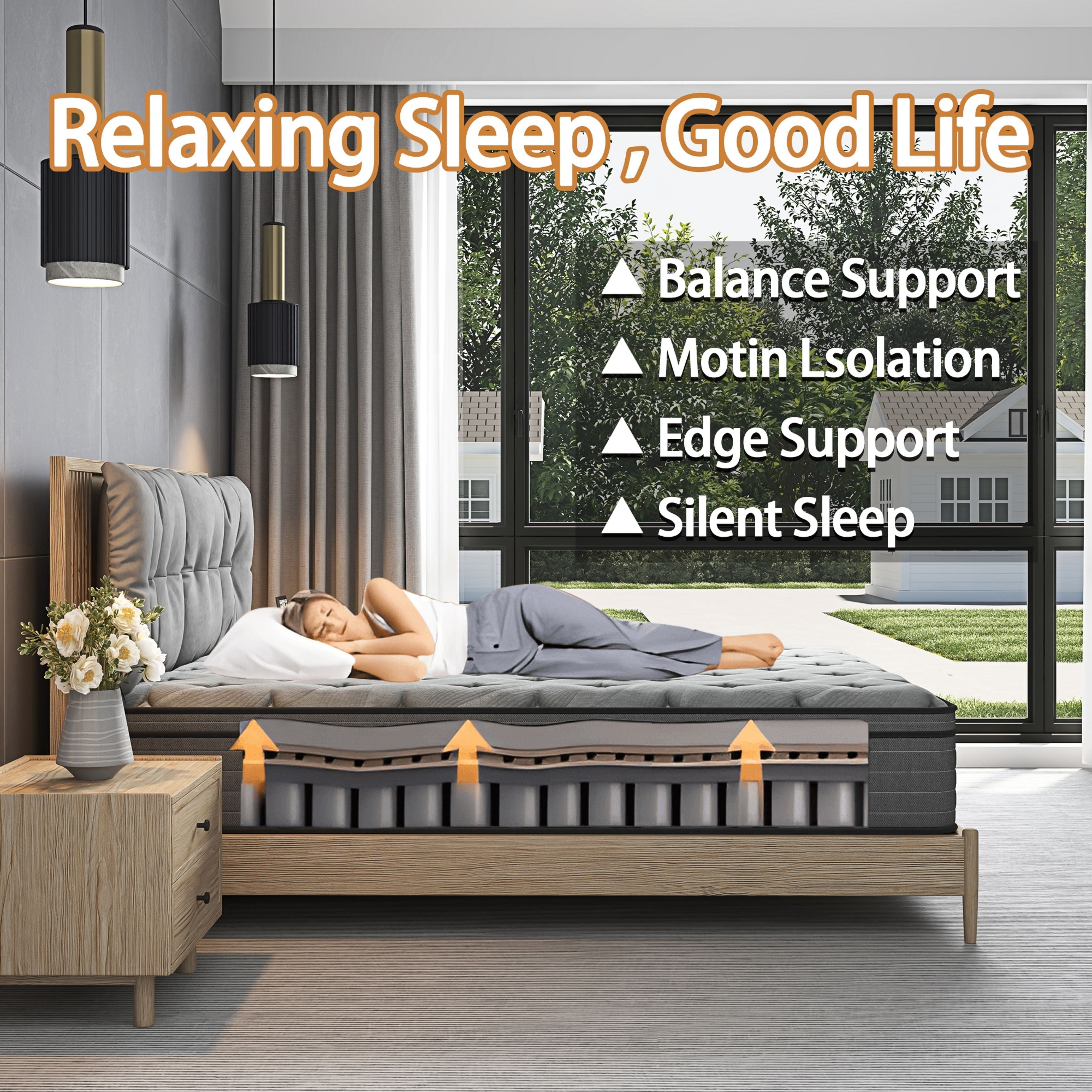 12'' Medium Memory Foam Hybrid Mattress in a Box, for Edge Support & Motion Isolation