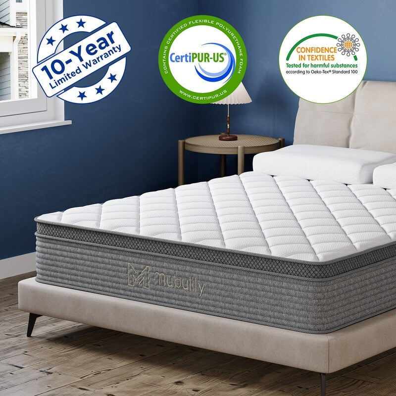14 in Cooling Gel Memory Foam, Motion Isolating Individually Wrapped Pocket Coil Mattress for Back Pain Relief and Cooling