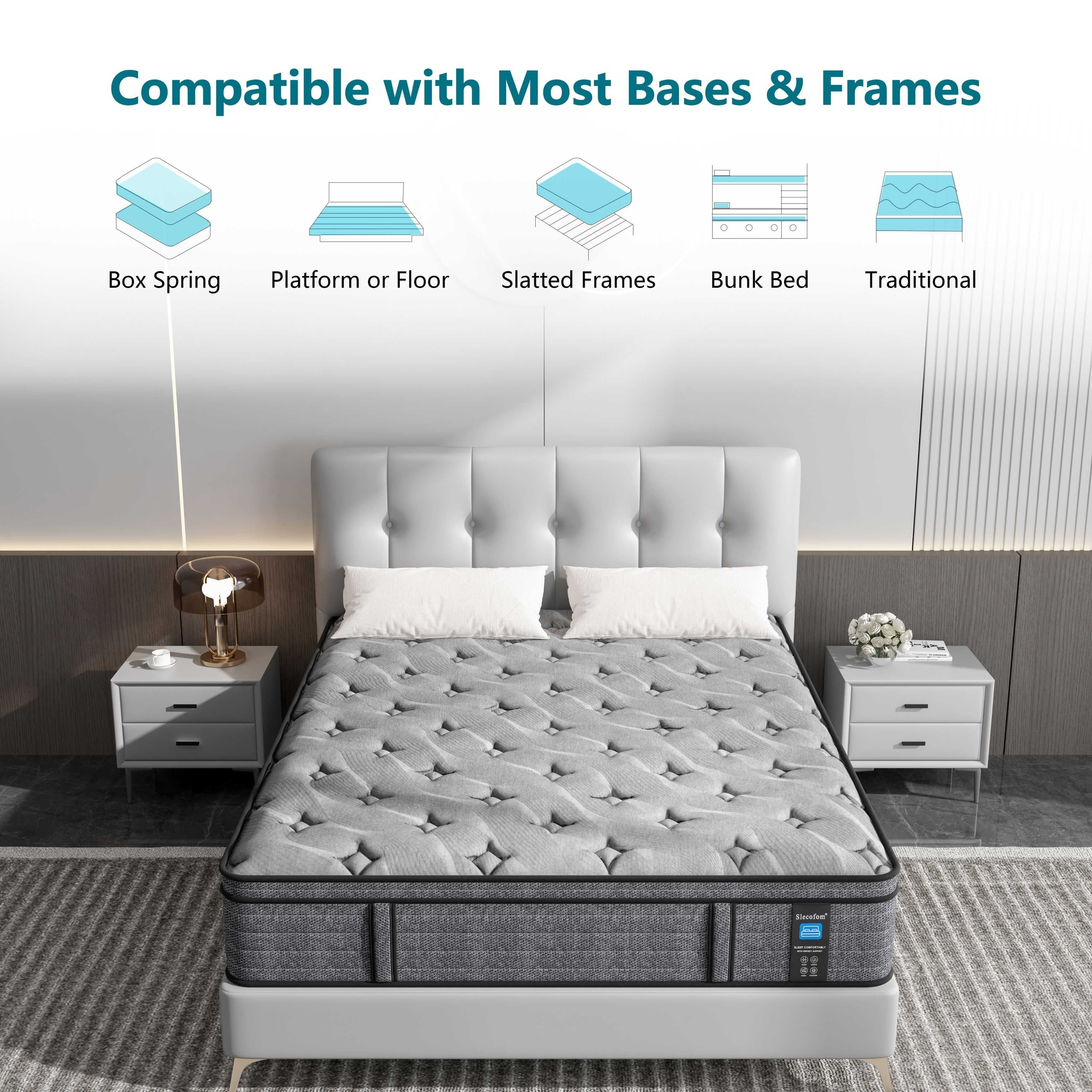 14-inch Euro Top Medium Hybrid Mattress, Memory Foam Mattress in a Box