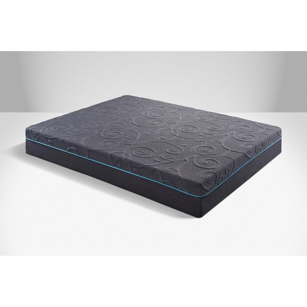 Matelas hybride en mousse à mémoire de forme infusée de gel, 14 pouces, gris foncé, matelas dans une boîte, fermeté moyenne.