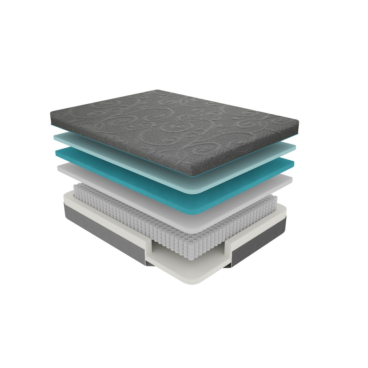 Matelas hybride en mousse à mémoire de forme infusée de gel, 14 pouces, gris foncé, matelas dans une boîte, fermeté moyenne.