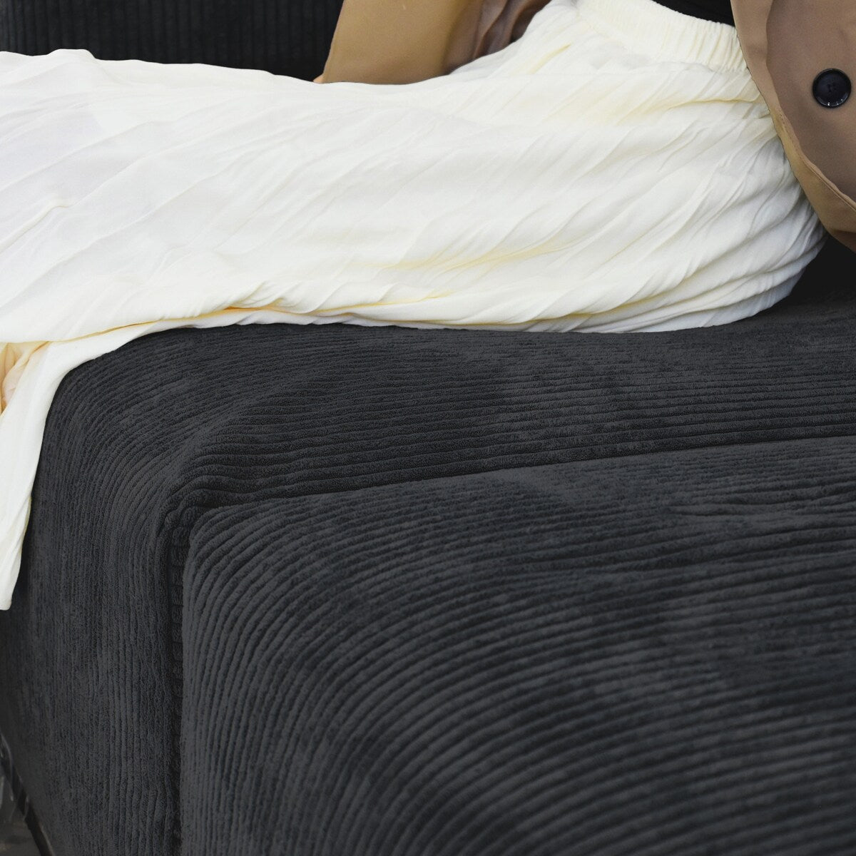 Canapé modulable sectionnel en velours côtelé 141,73 pouces avec coussin épais, canapé convertible à assise profonde pour salon