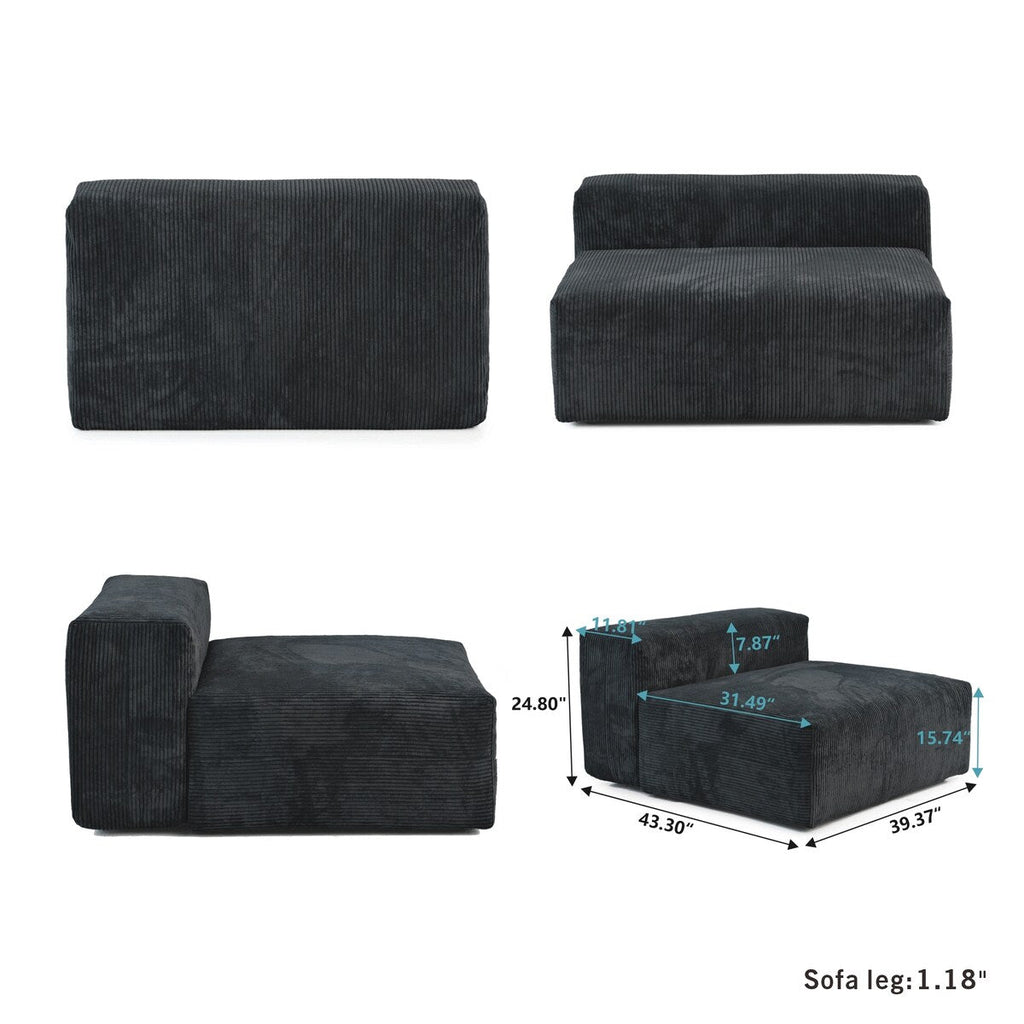 Canapé modulable sectionnel en velours côtelé 141,73 pouces avec coussin épais, canapé convertible à assise profonde pour salon