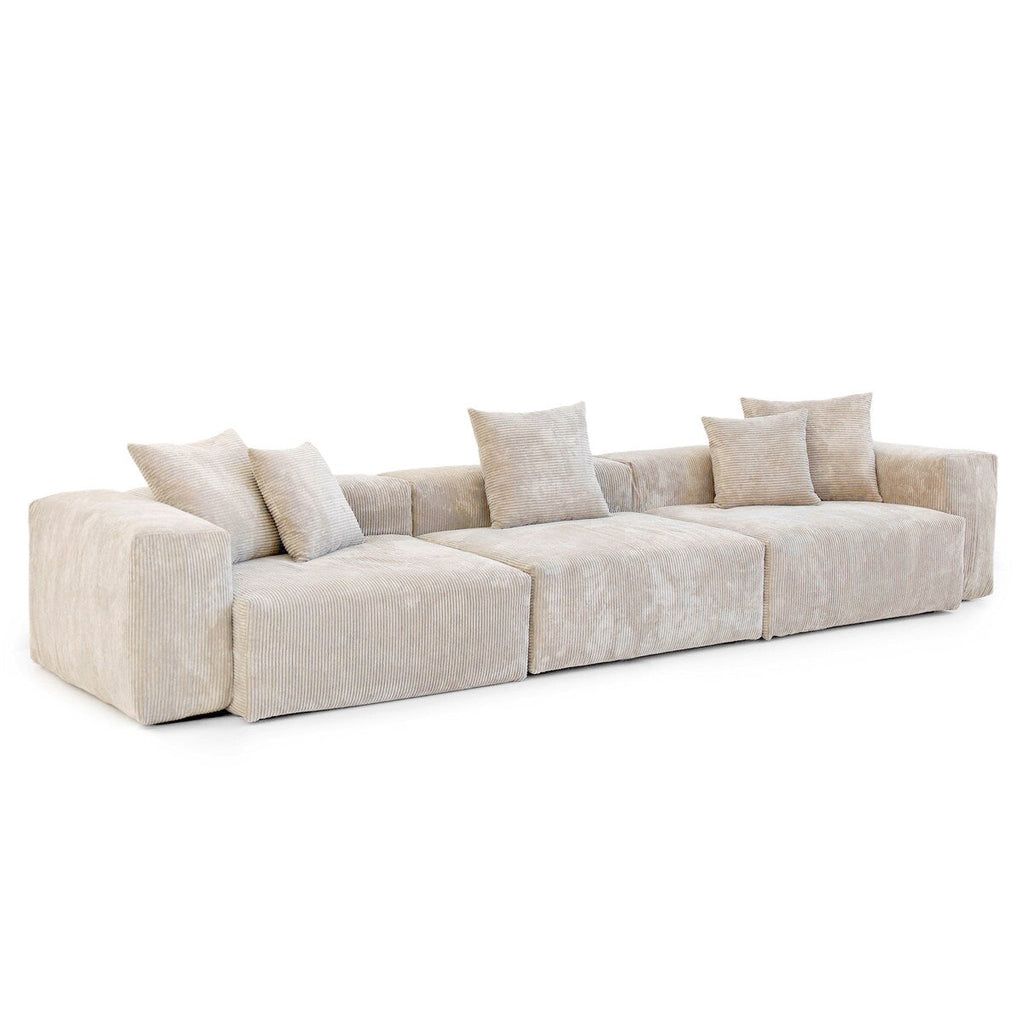 Canapé modulable sectionnel en velours côtelé 141,73 pouces avec coussin épais, canapé convertible à assise profonde pour salon