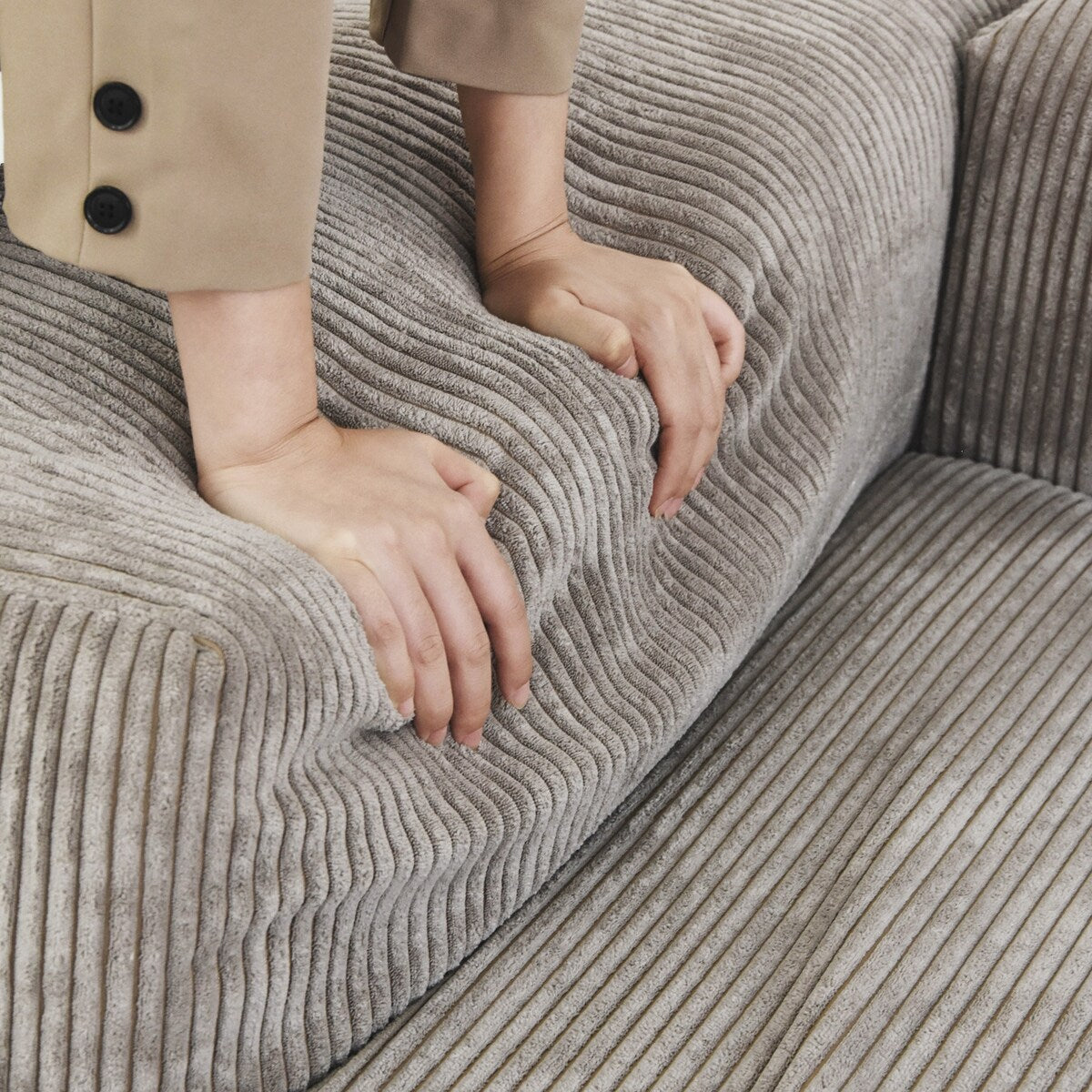 Canapé modulable sectionnel en velours côtelé 141,73 pouces avec coussin épais, canapé convertible à assise profonde pour salon