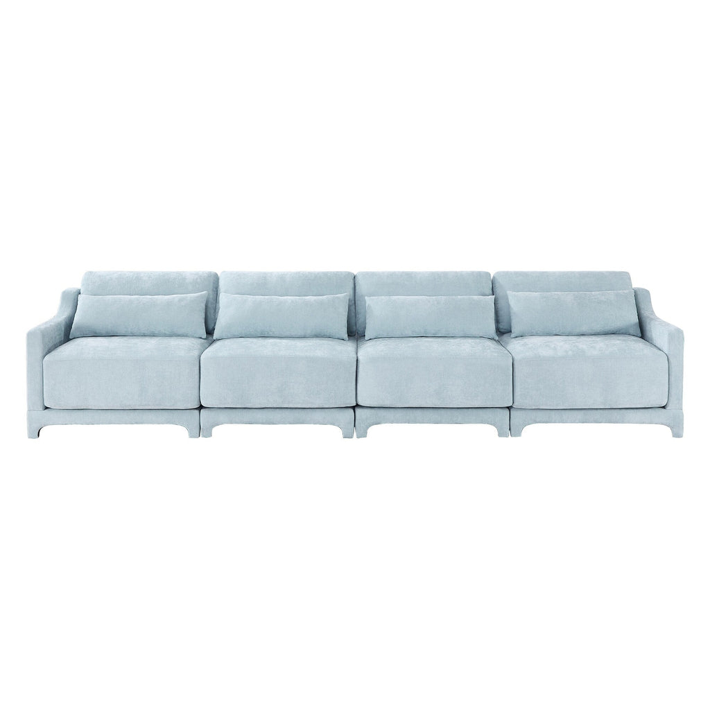 Canapé 6 places en chenille 141,7 avec base ergonomique en bois et éponge haute résilience pour le salon