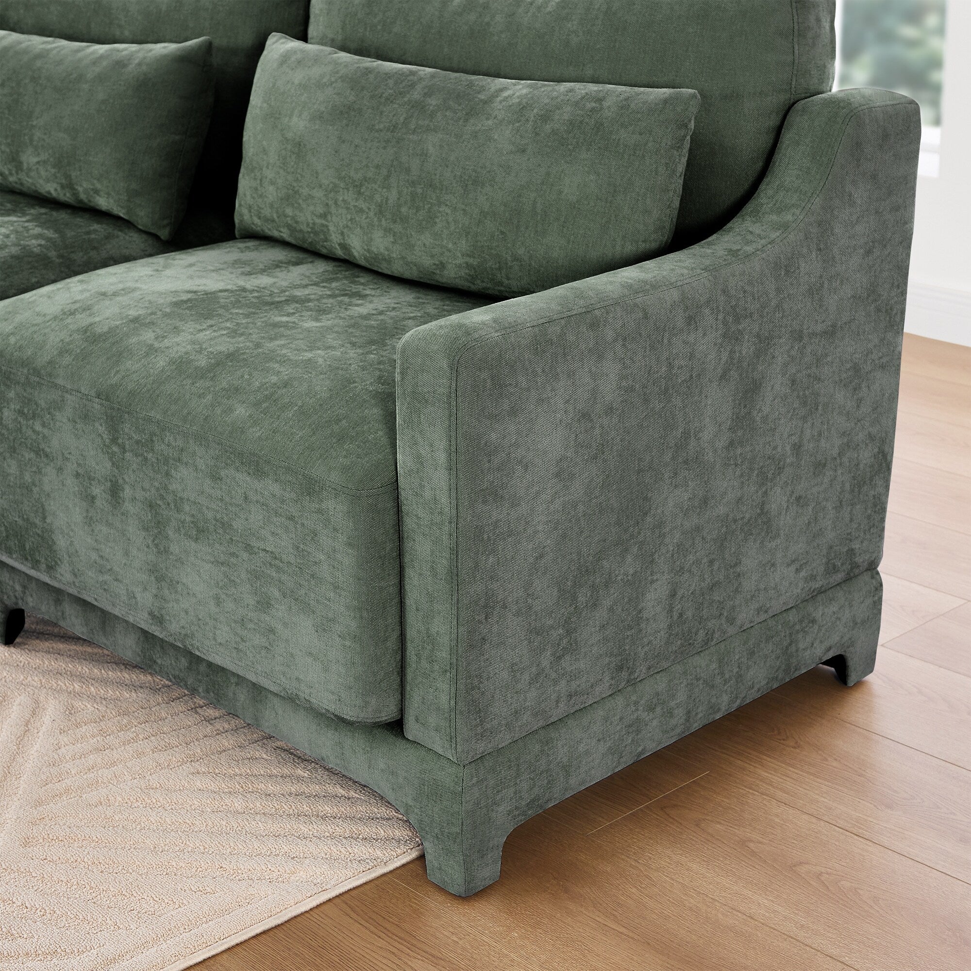 Canapé 6 places en chenille 141,7 avec base ergonomique en bois et éponge haute résilience pour le salon