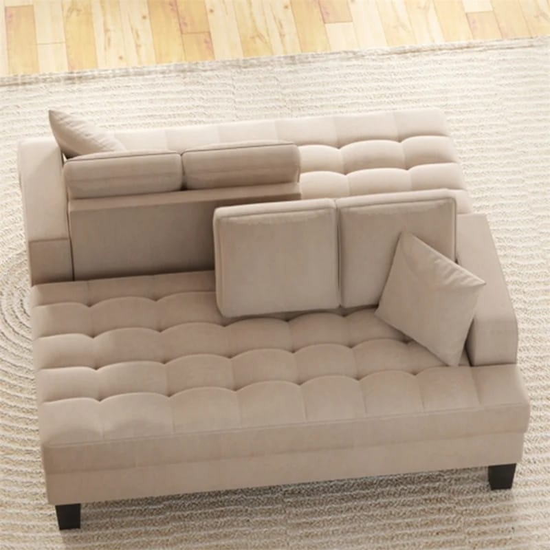 Ensemble de salon 2 pièces, ensemble de chaises longues rembourrées et capitonnées avec 2 coussins décoratifs, gris chaud