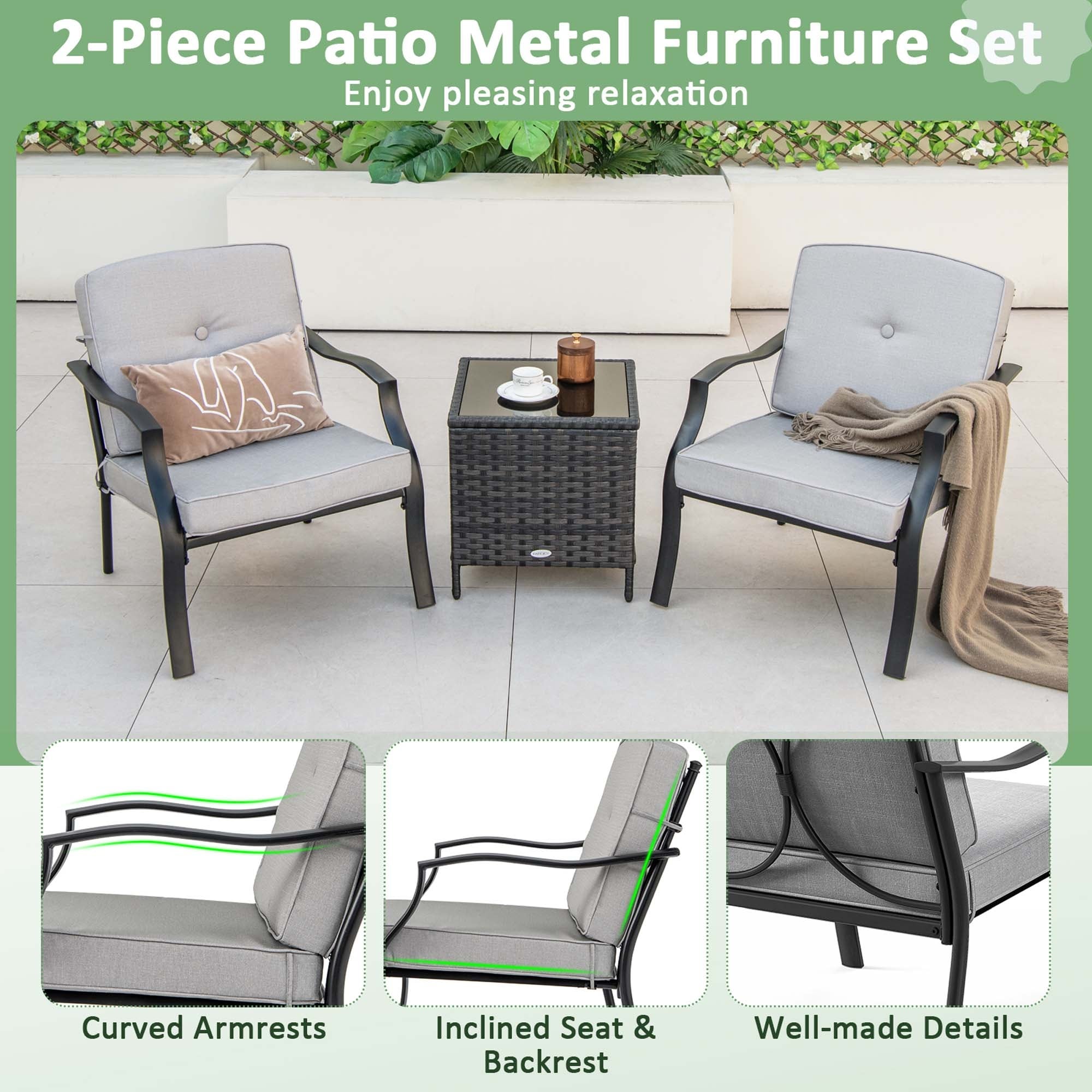Ensemble de meubles de patio 2/4 pièces, ensemble de table de conversation pour canapé d'extérieur