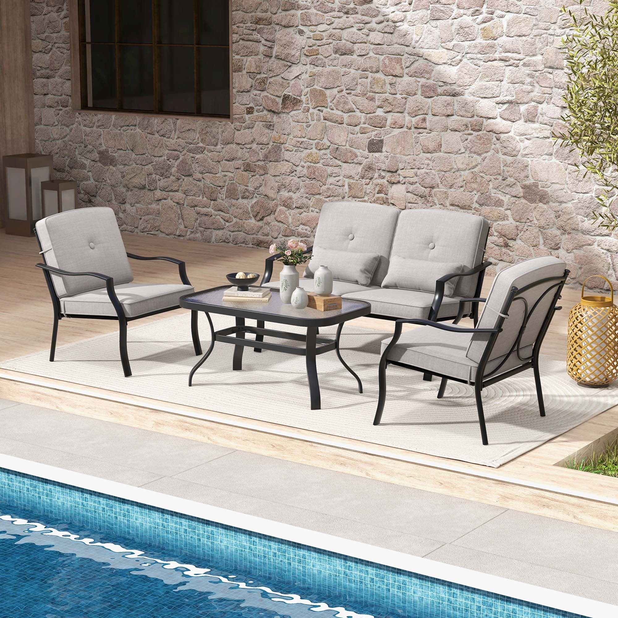 Ensemble de meubles de patio 2/4 pièces, ensemble de table de conversation pour canapé d'extérieur