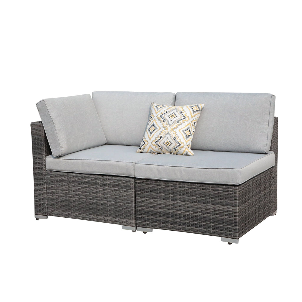 Ensemble de canapé d'angle sectionnel en osier pour patio, 2 pièces