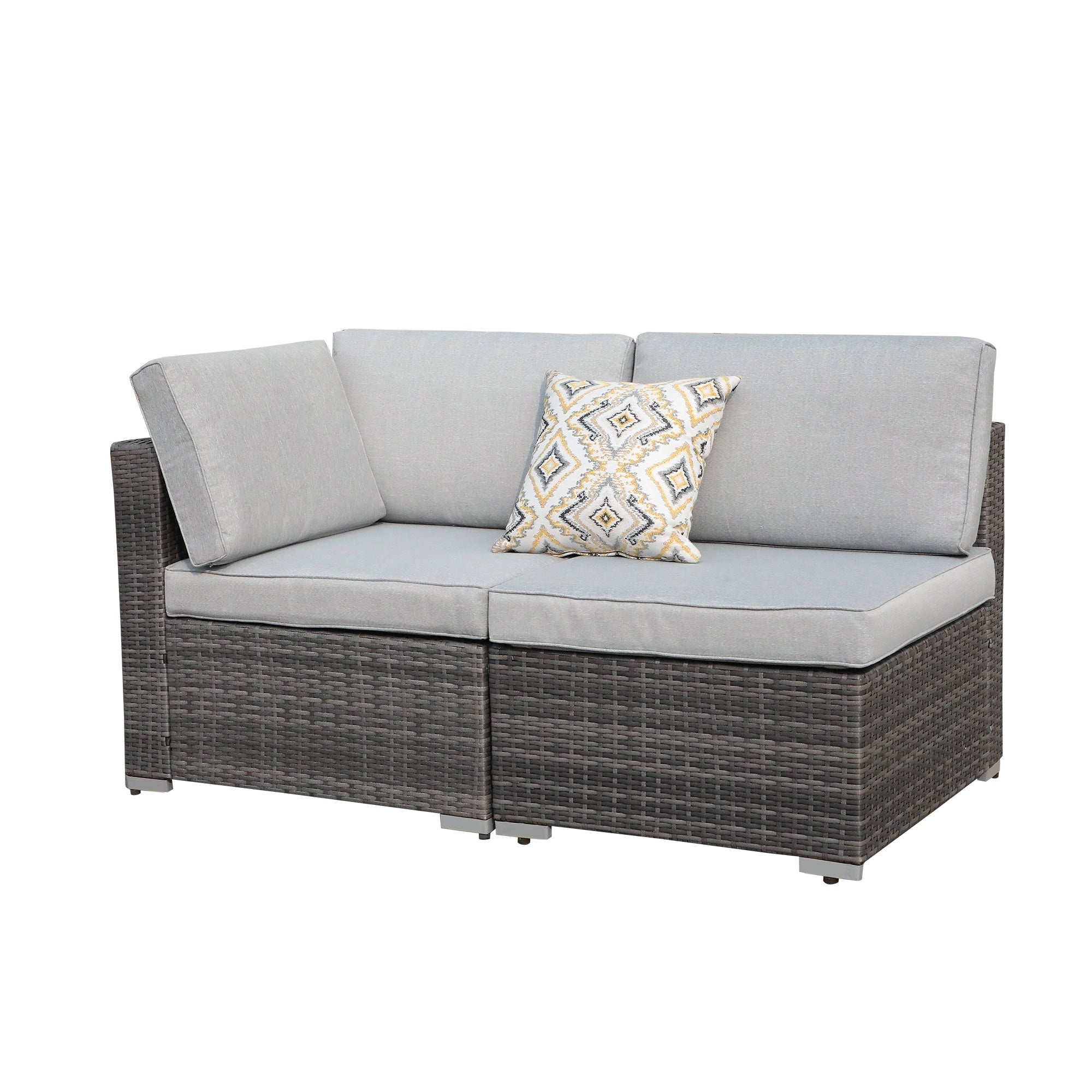 Ensemble de canapé d'angle sectionnel en osier pour patio, 2 pièces
