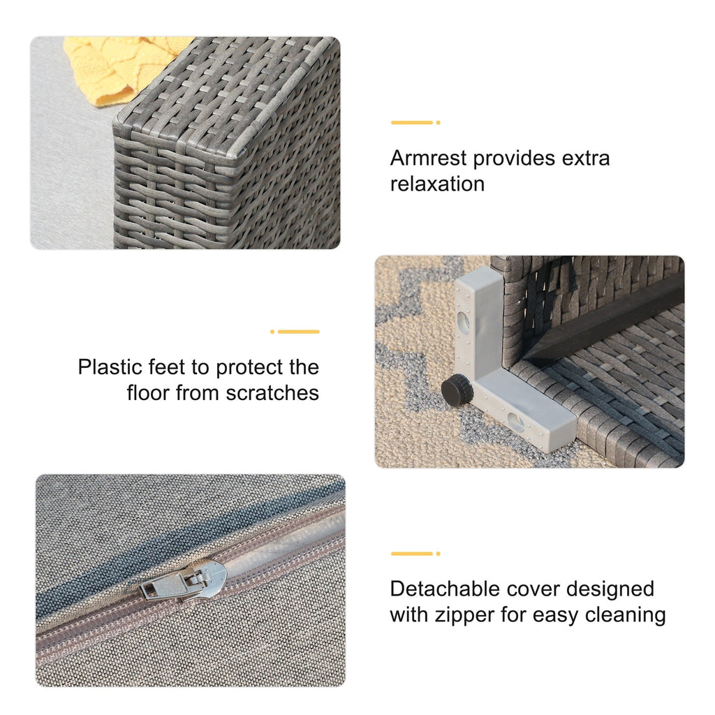 Ensemble de canapé d'angle sectionnel en osier pour patio, 2 pièces