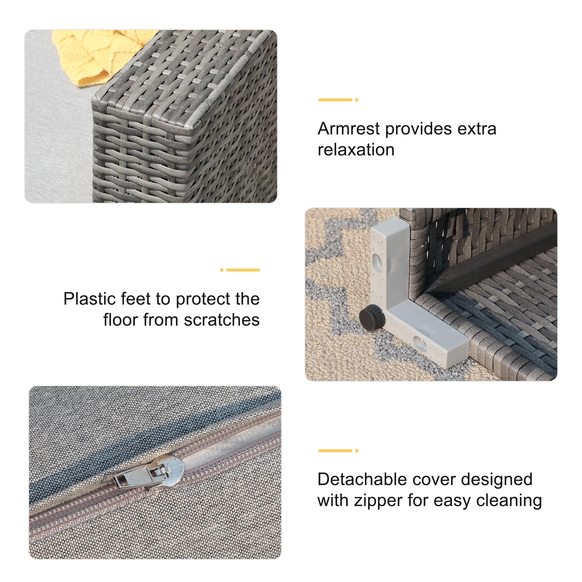 Ensemble de canapé d'angle sectionnel en osier pour patio, 2 pièces