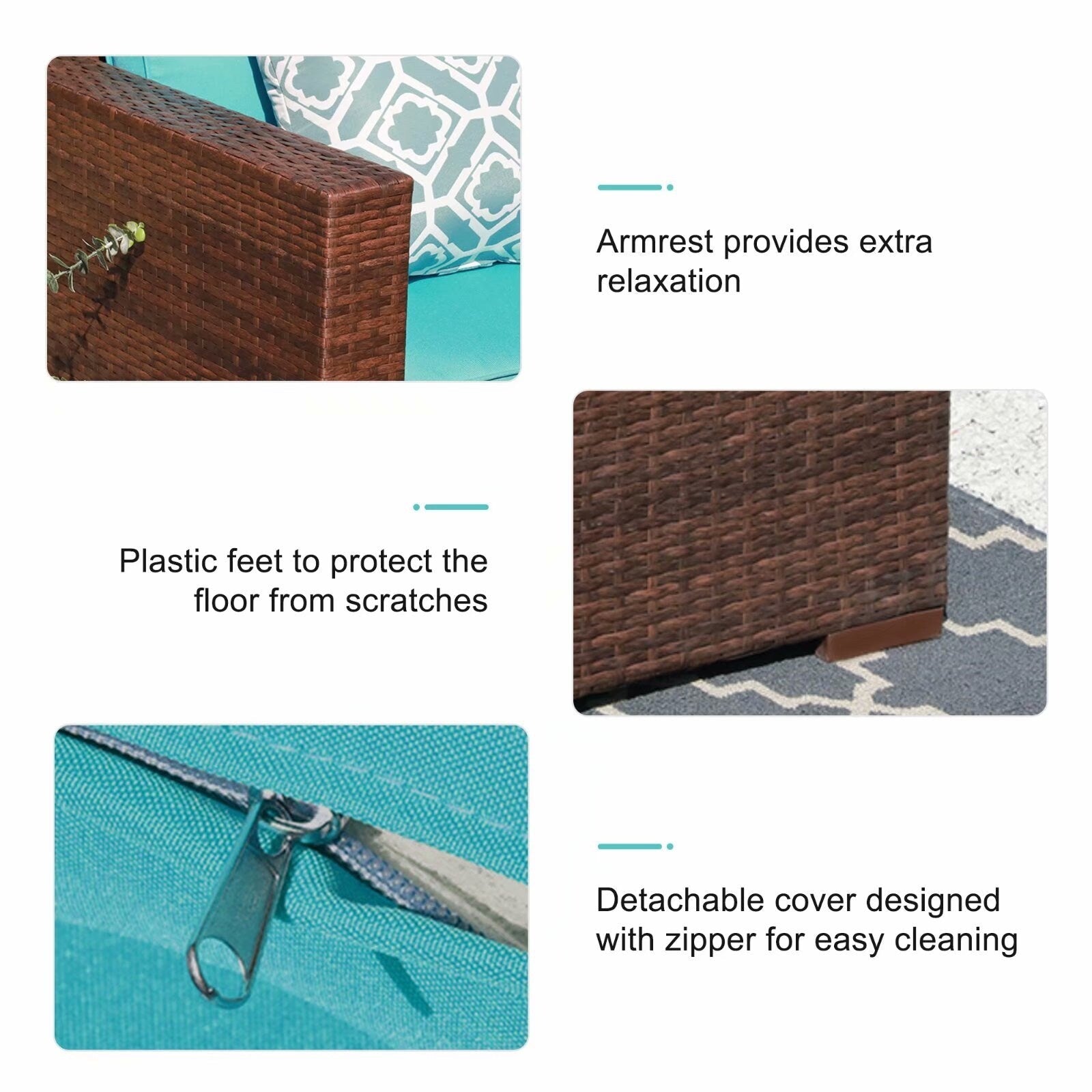 Ensemble de canapé d'angle sectionnel en osier pour patio, 2 pièces