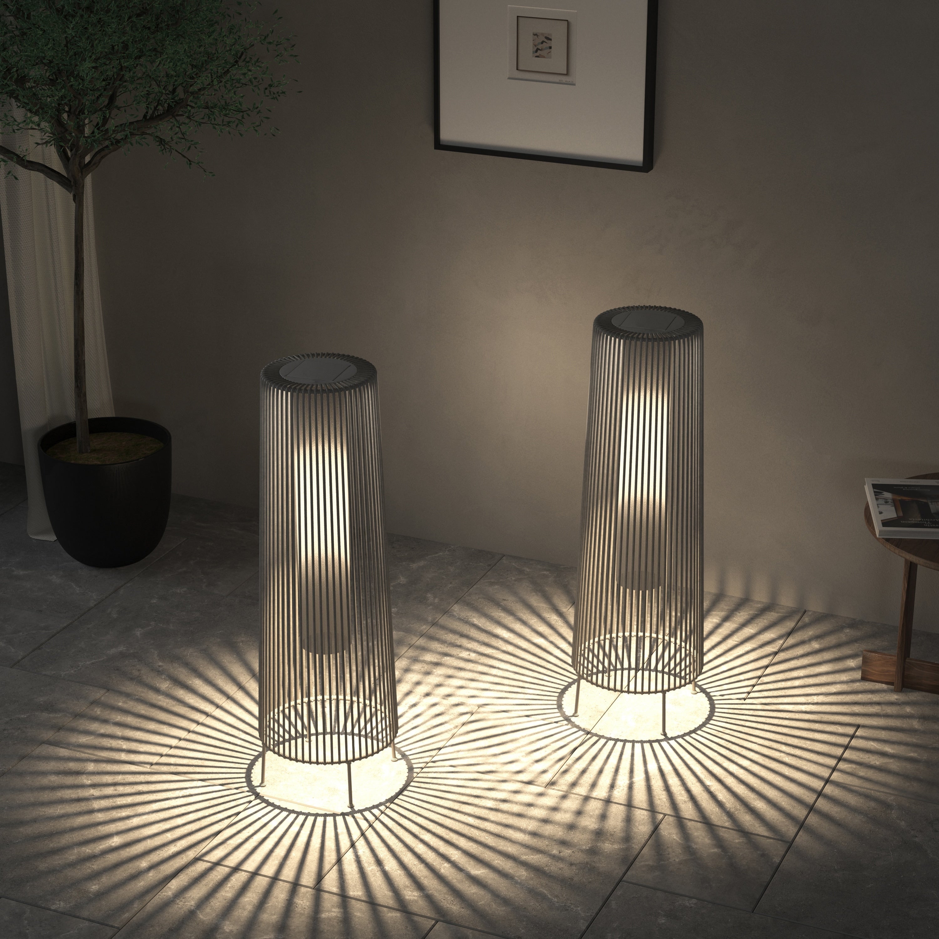Lot de 2 lampadaires solaires d'extérieur