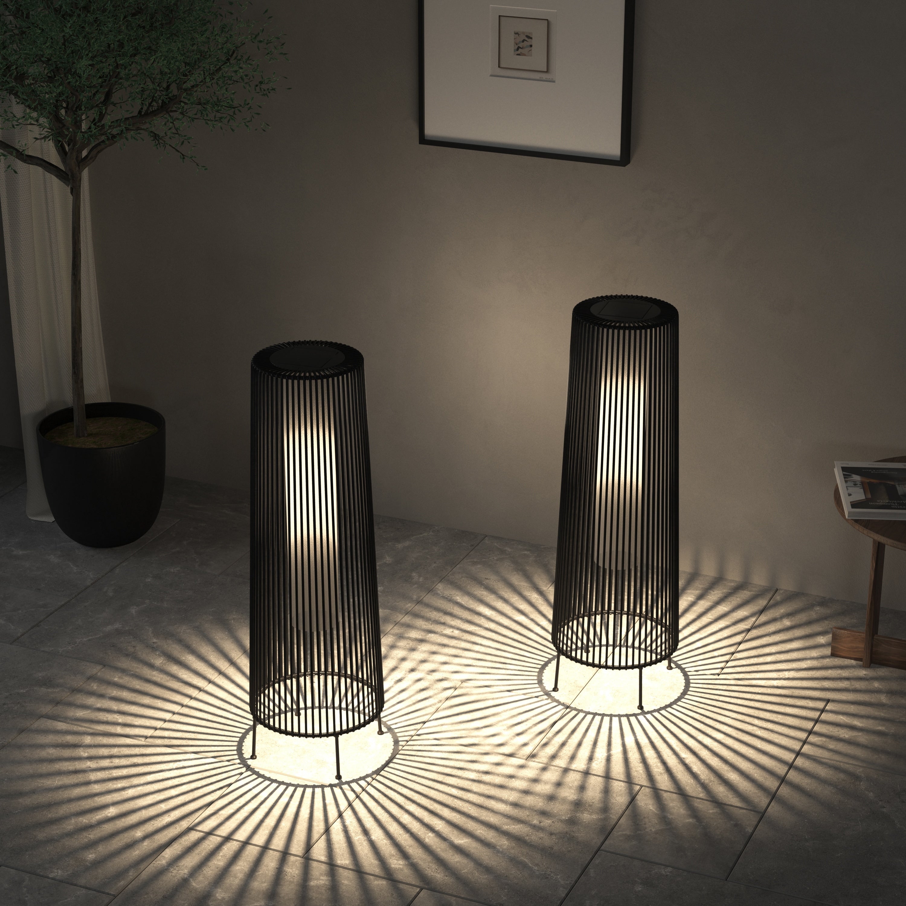 Lot de 2 lampadaires solaires d'extérieur