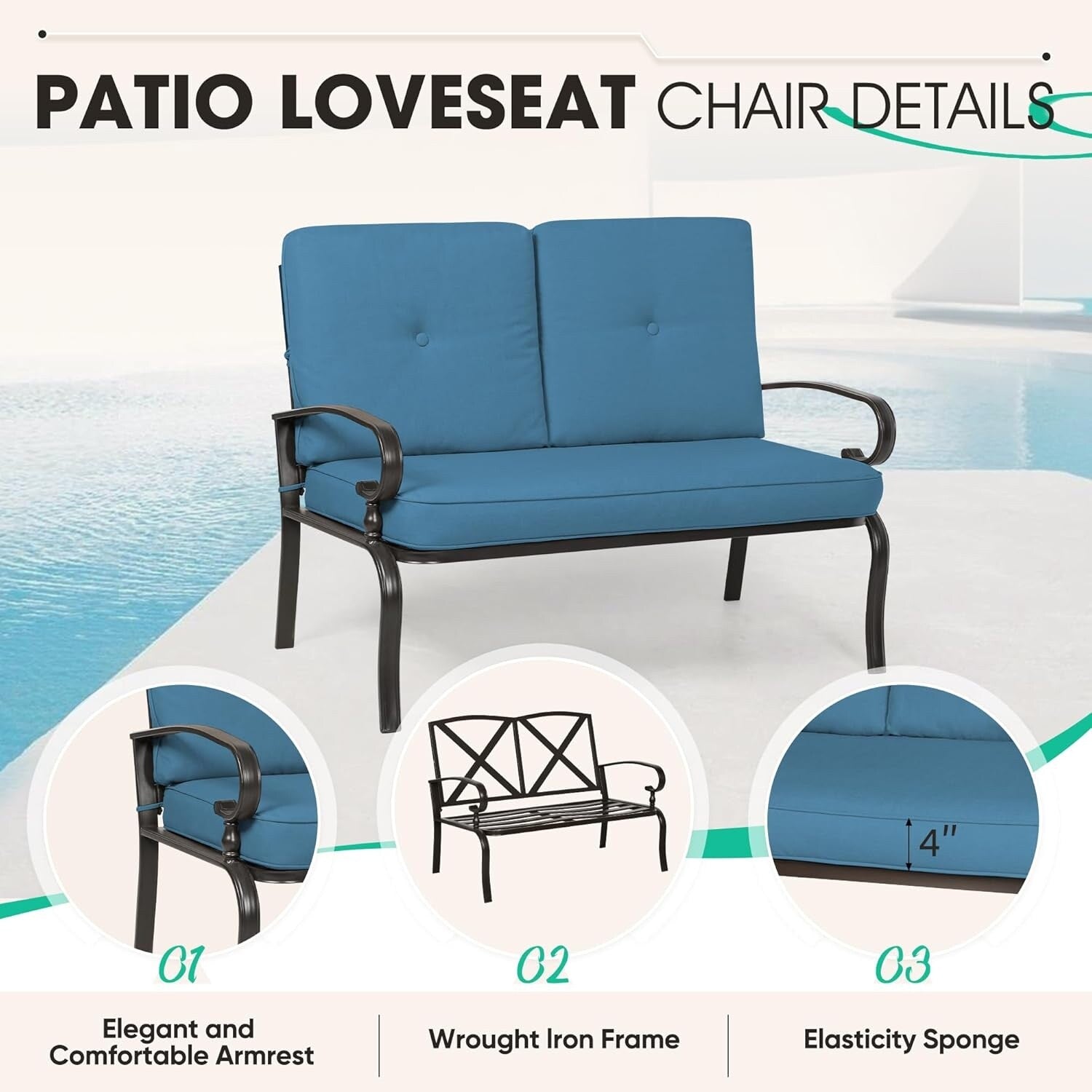 2 Piece Outdoor Patio Garden Bench with Round Coffee Table Set