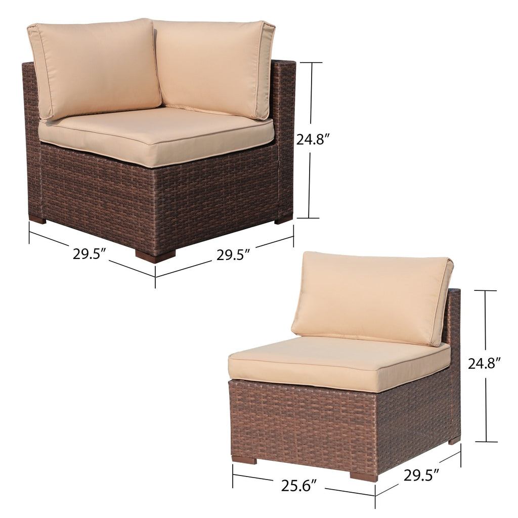 Ensemble de canapé d'angle sectionnel en osier pour patio, 2 pièces