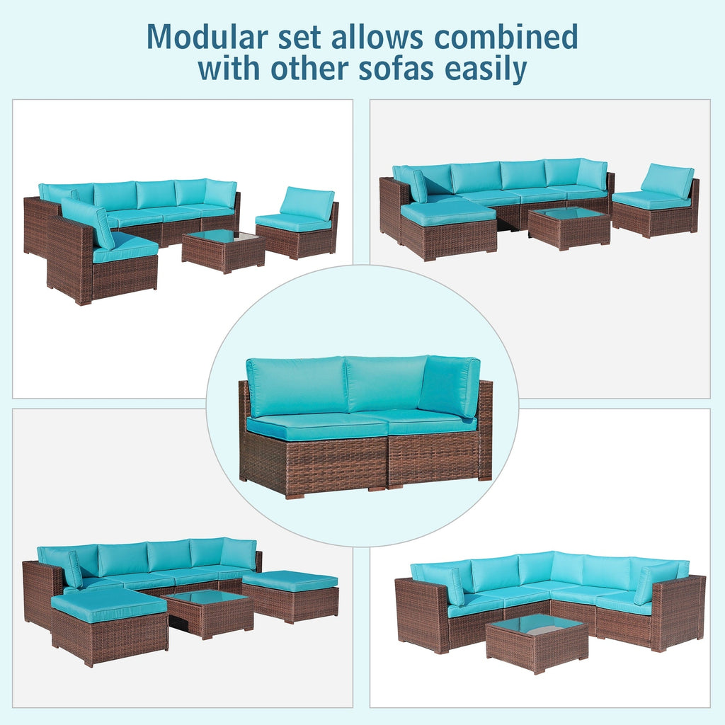 Ensemble de canapé d'angle sectionnel en osier pour patio, 2 pièces