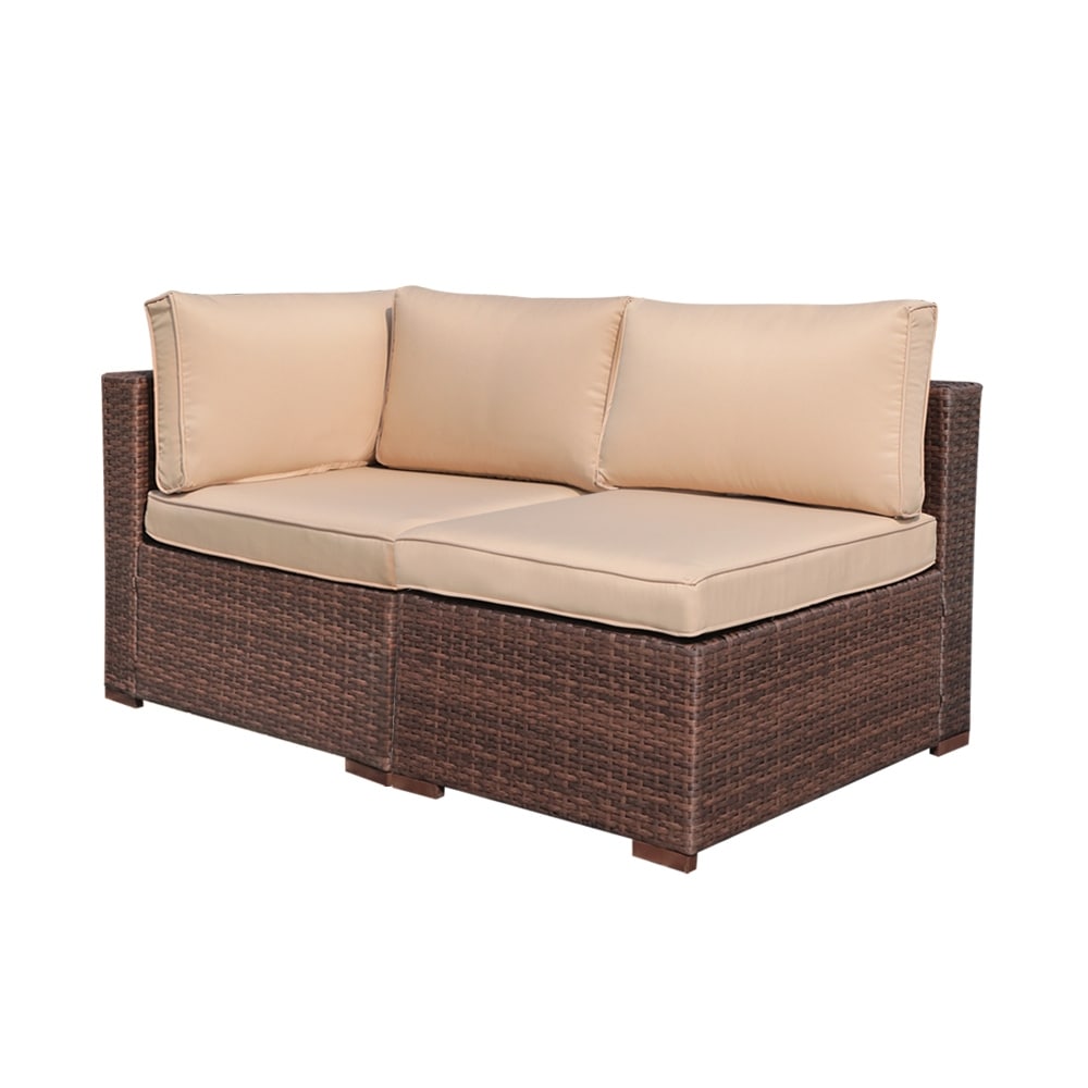 Ensemble de canapé d'angle sectionnel en osier pour patio, 2 pièces