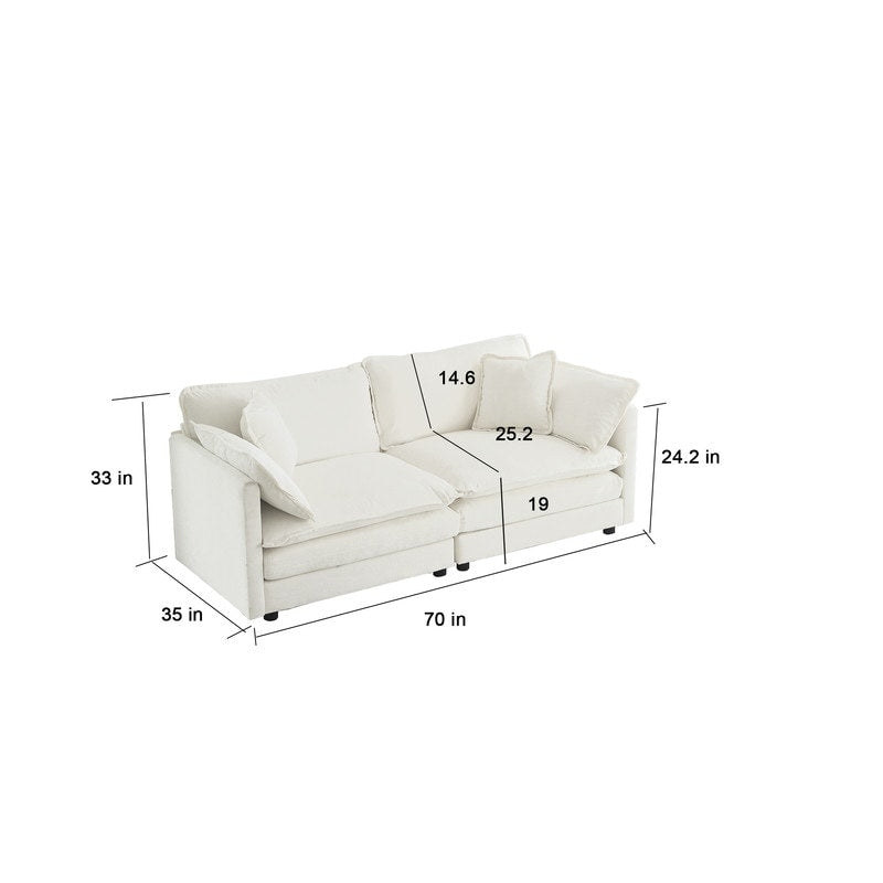 Ensemble de 2 canapés surdimensionnés extra profonds rembourrés en chenille avec canapés 3 places et causeuse