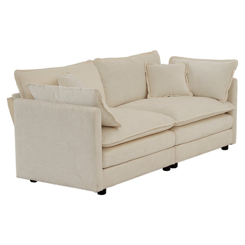 Ensemble de 2 canapés surdimensionnés extra profonds rembourrés en chenille avec canapés 3 places et causeuse