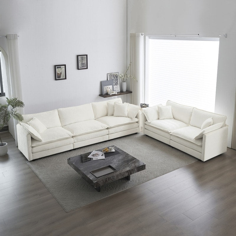 Ensemble de 2 canapés surdimensionnés extra profonds rembourrés en chenille avec canapés 3 places et causeuse
