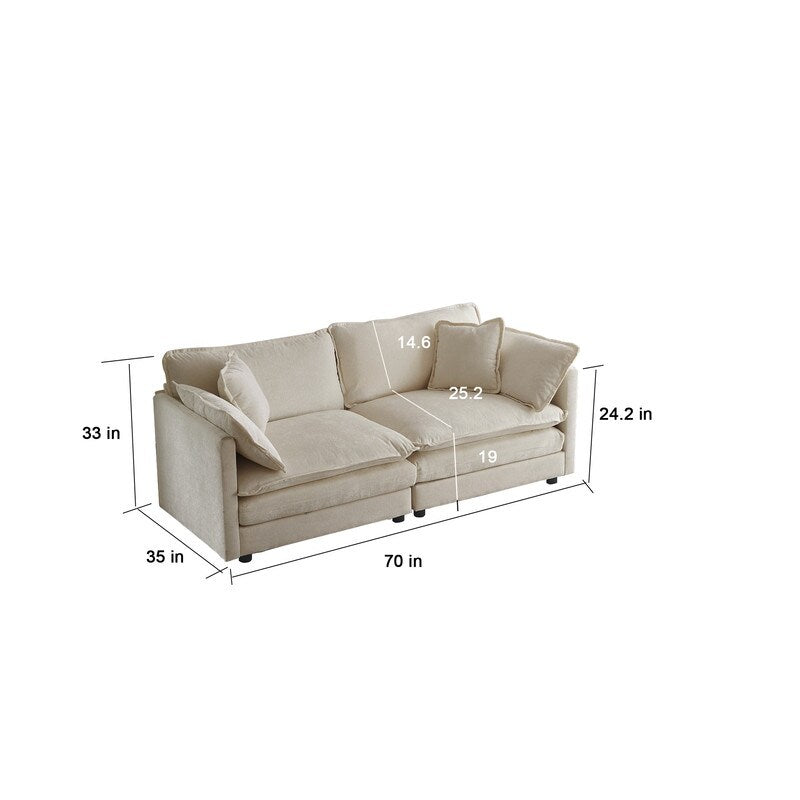 Ensemble de 2 canapés surdimensionnés extra profonds rembourrés en chenille avec canapés 3 places et causeuse