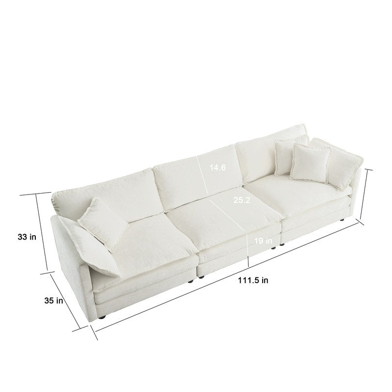 Ensemble de 2 canapés surdimensionnés extra profonds rembourrés en chenille avec canapés 3 places et causeuse