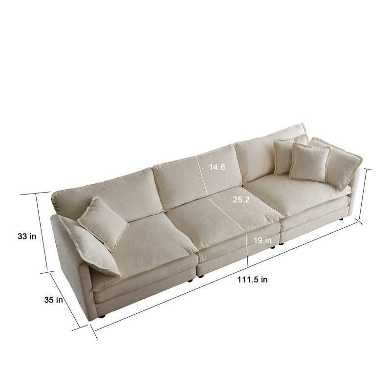 Ensemble de 2 canapés surdimensionnés extra profonds rembourrés en chenille avec canapés 3 places et causeuse