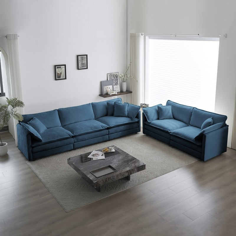 Ensemble de 2 canapés surdimensionnés extra profonds rembourrés en chenille avec canapés 3 places et causeuse