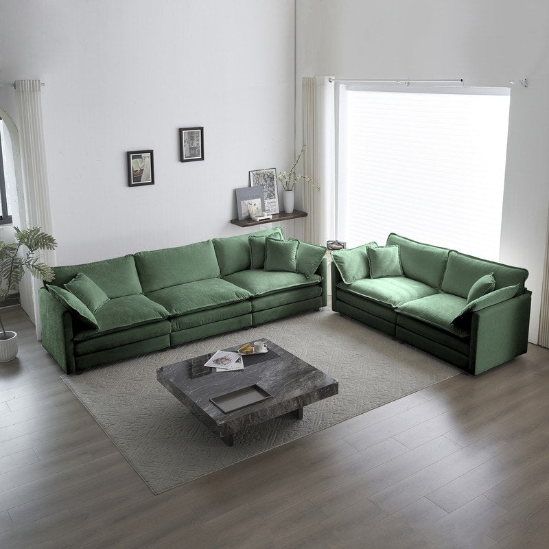 Ensemble de 2 canapés surdimensionnés extra profonds rembourrés en chenille avec canapés 3 places et causeuse