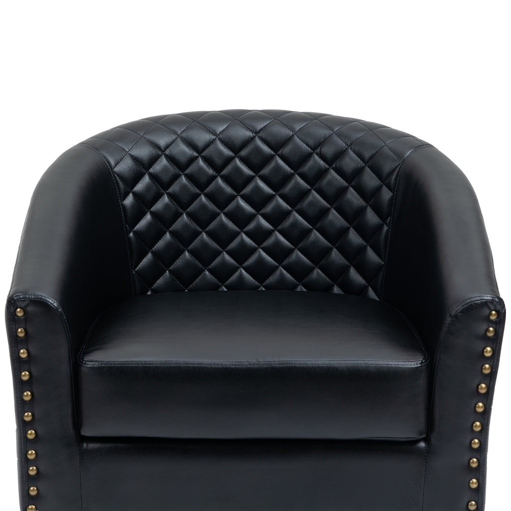 Lot de 2 chaises d'appoint tonneau en cuir vegan de 29 W avec garniture cloutée