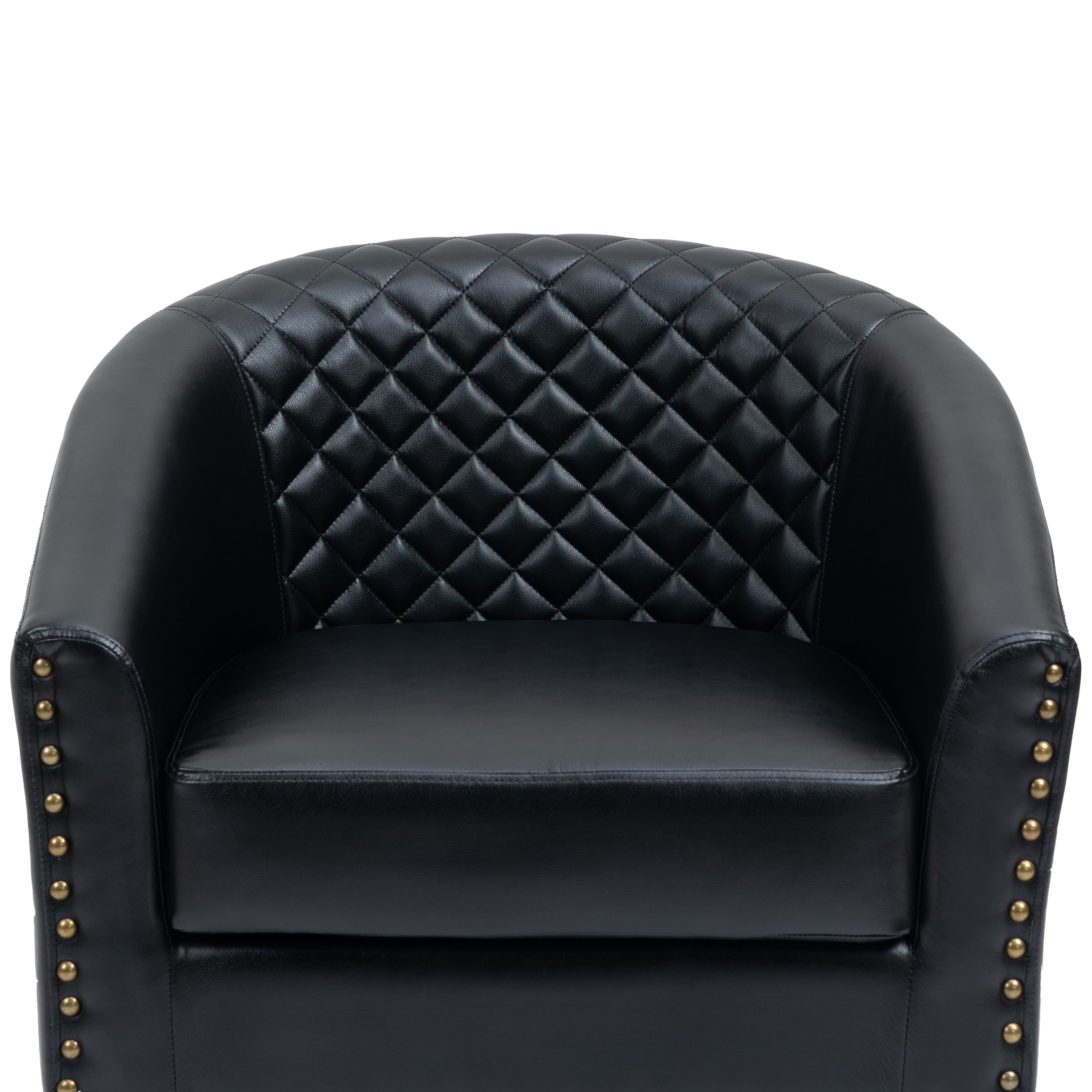 Lot de 2 chaises d'appoint tonneau en cuir vegan de 29 W avec garniture cloutée